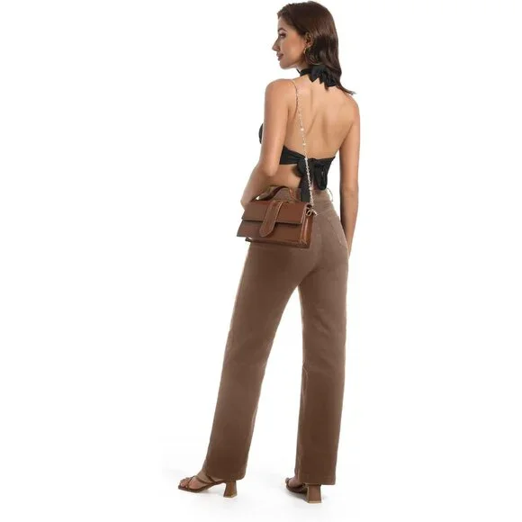 Women's High Waisted Stretch Denim Jeans Casual Tummy Control Wide Leg